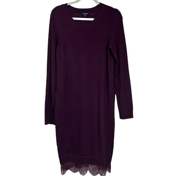 Torrid Burnt Red Plum Cotton Sweater Dress with Lace Size 0  Large - Picture 1 of 10
